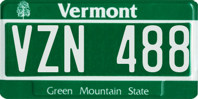 VT license plate VZN488