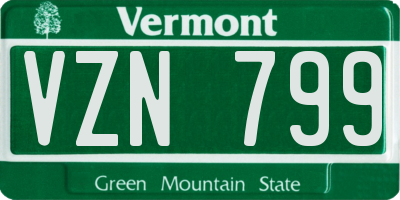 VT license plate VZN799