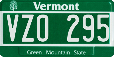 VT license plate VZO295