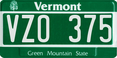 VT license plate VZO375