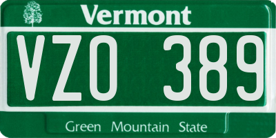 VT license plate VZO389