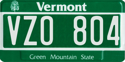VT license plate VZO804