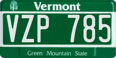VT license plate VZP785