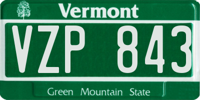 VT license plate VZP843