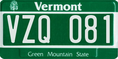 VT license plate VZQ081