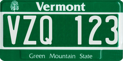 VT license plate VZQ123