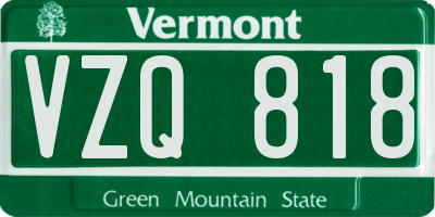 VT license plate VZQ818