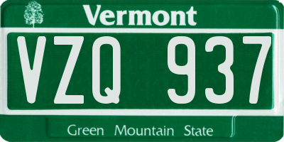 VT license plate VZQ937