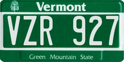 VT license plate VZR927