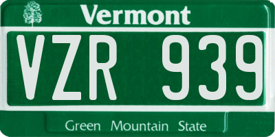 VT license plate VZR939