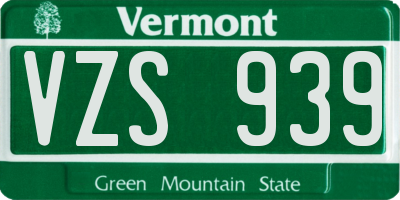 VT license plate VZS939