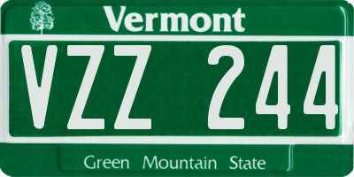 VT license plate VZZ244