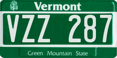 VT license plate VZZ287