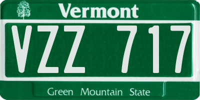 VT license plate VZZ717