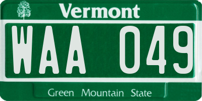 VT license plate WAA049