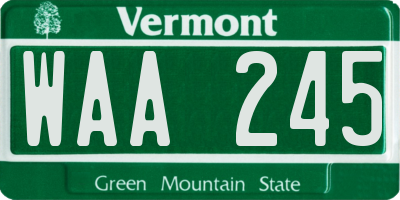 VT license plate WAA245