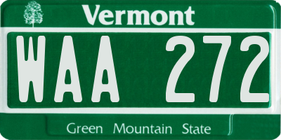 VT license plate WAA272