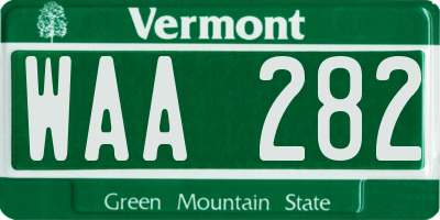 VT license plate WAA282