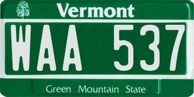 VT license plate WAA537