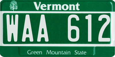 VT license plate WAA612