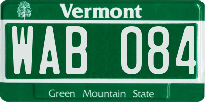 VT license plate WAB084