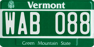 VT license plate WAB088
