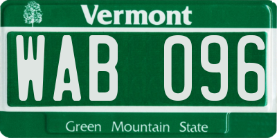 VT license plate WAB096