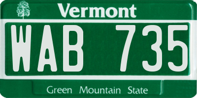VT license plate WAB735
