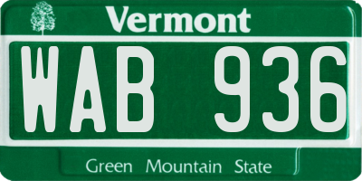VT license plate WAB936