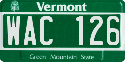 VT license plate WAC126