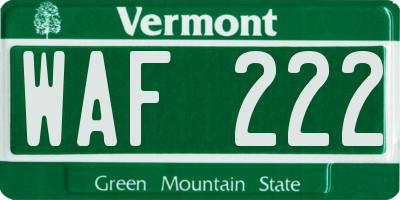 VT license plate WAF222