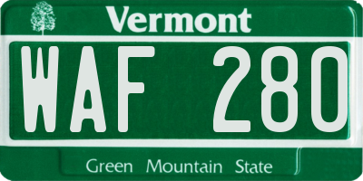 VT license plate WAF280