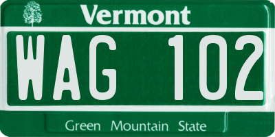 VT license plate WAG102