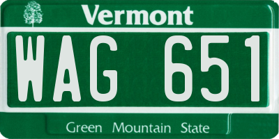 VT license plate WAG651