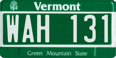 VT license plate WAH131