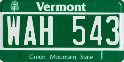 VT license plate WAH543
