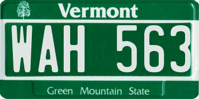 VT license plate WAH563