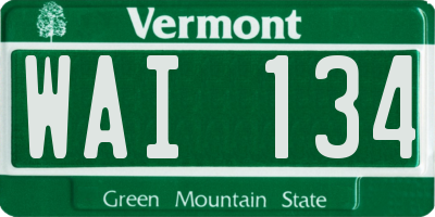 VT license plate WAI134