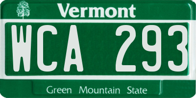 VT license plate WCA293