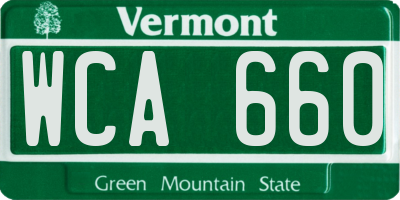 VT license plate WCA660