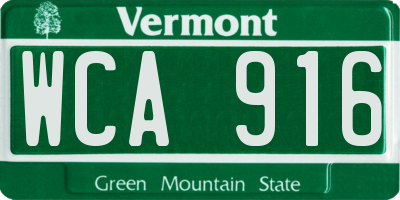 VT license plate WCA916