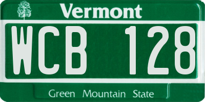VT license plate WCB128