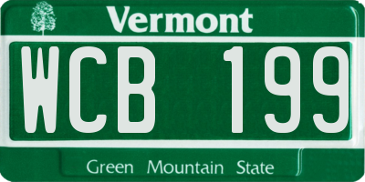 VT license plate WCB199
