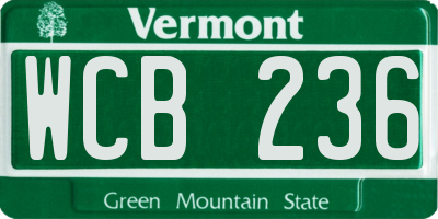 VT license plate WCB236