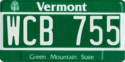 VT license plate WCB755