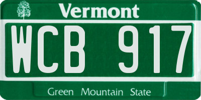 VT license plate WCB917