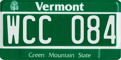 VT license plate WCC084