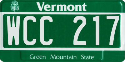VT license plate WCC217