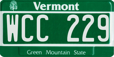 VT license plate WCC229