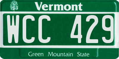 VT license plate WCC429